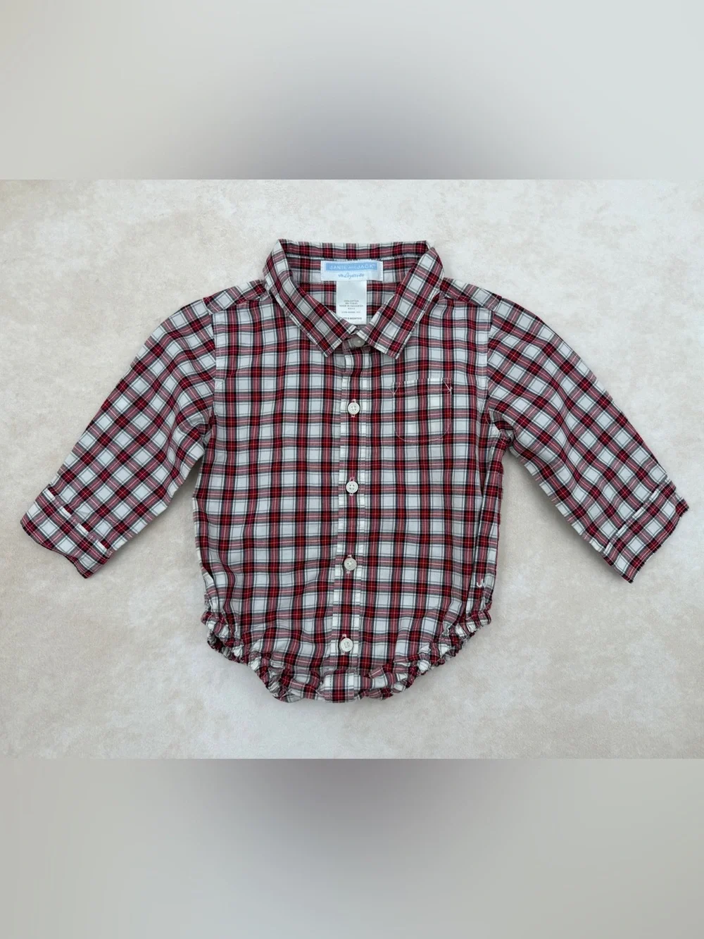 Janie and Jack Tattersall Train Plaid Button-Front Shirt